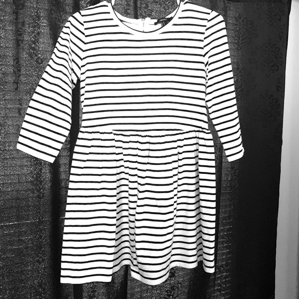 Black and white striped dress
